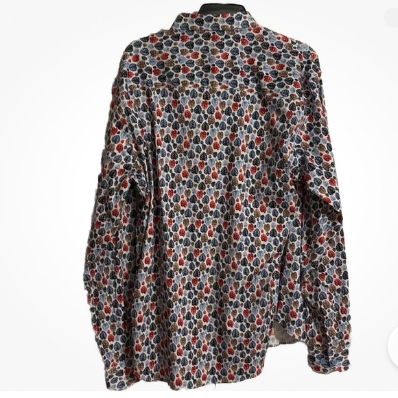 NWT Men’s Visconti Multi Color Leaf Design Long Sleeve Button Up $135 - Picture 2 of 4